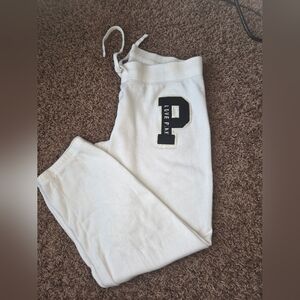 Victoria's Secret White Track Pants with Black Lettering